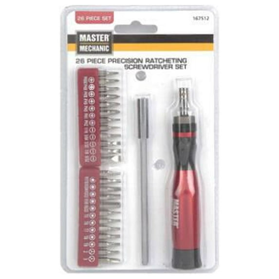Master Mechanic 167512 26-Pc. Precision Ratcheting Screwdriver Set - Quantity 6