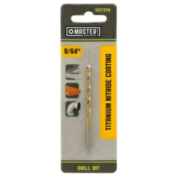 Master Mechanic 197316 9/64 x 2-7/8-In. High-Speed Steel Drill Bit, Titanium Nitride Coated - Quantity 10