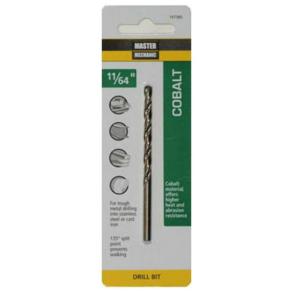 Master Mechanic 197585 11/64 x 3-1/4-In. Cobalt High-Speed Drill Bit - Quantity 10