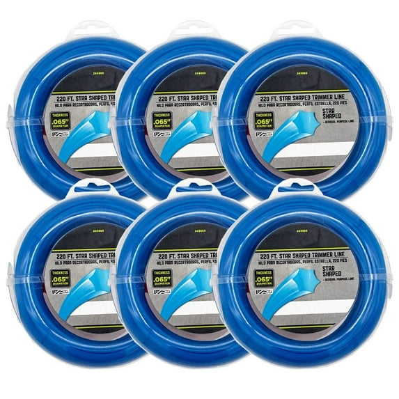 Master Mechanic 220 ft x .065 in Star Shaped Universal Trimmer Line for Weedeater | Replacement for DWO1DT801, DWO1DT802, DWO1DT915 and More | Weed Eater String | 6 Pack