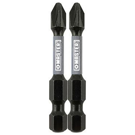 Master Mechanic 255384 Impact Power Bit, Phillips #2, 2-In., 2-Pk. - Quantity 6