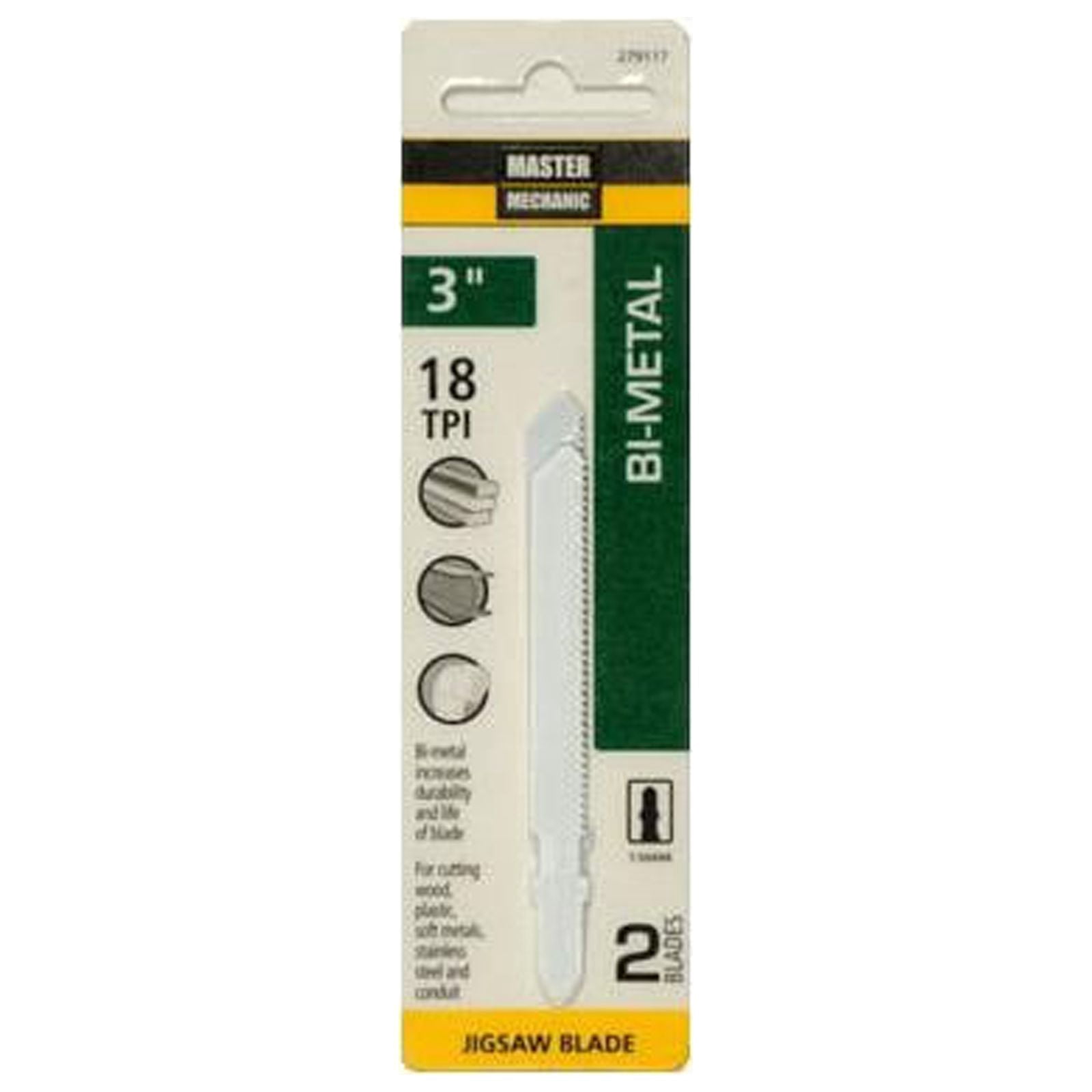 Master Mechanic 279117 Bi-Metal Jigsaw Blade, 3-in., 18-TPI, 2-Pk. - Quantity 5