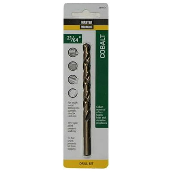 Master Mechanic 287953 21/64 x 4-5/8-In. Cobalt High-Speed Drill Bit - Quantity 5