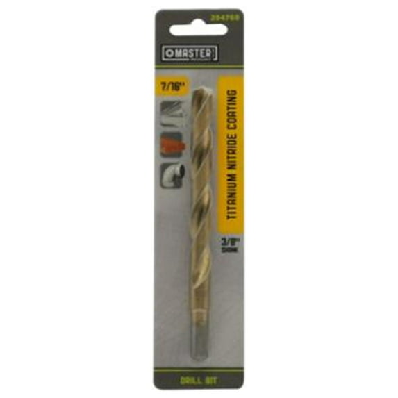 Master Mechanic 294769 7/16 x 5-1/2-In. High-Speed Steel Drill Bit, Titanium Nitride Coated - Quantity 5
