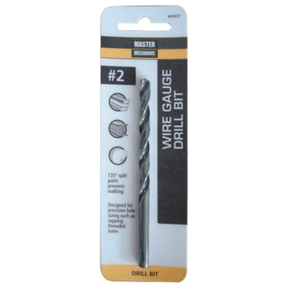 Master Mechanic 443457 #2 3-7/8-In. Wire-Gauge Drill Bit, Black Oxide - Quantity 5