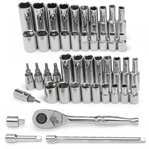 Master Mechanic 45-Piece SAE Socket Tool Set, 1/4 Inch Drive, Ratchet Kit