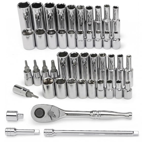 Master Mechanic 45-Piece SAE Socket Tool Set, 1/4 Inch Drive, Ratchet Kit