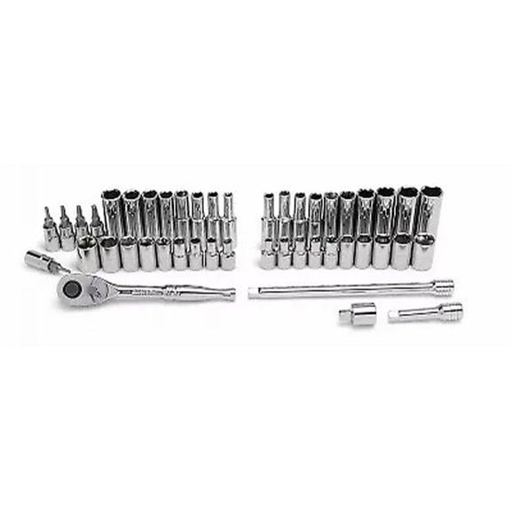 Master Mechanic 45-Piece SAE Socket Tool Set, 1/4 Inch Drive, Ratchet Kit