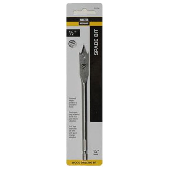 Master Mechanic 521354 Wood Boring Spade Drill Bit, 1/2-In. - Quantity 6