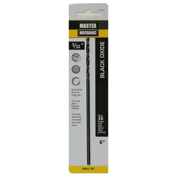 Master Mechanic 571158 5/32 x 6-In. High-Speed Black Oxide Drill Bit - Quantity 4