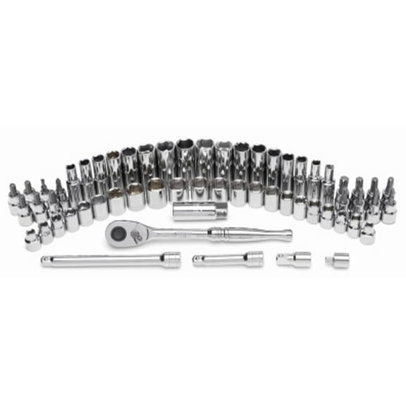 Master Mechanic 60 Piece Mechanics SAE Socket Tool Set, 3/8" Drive Bits