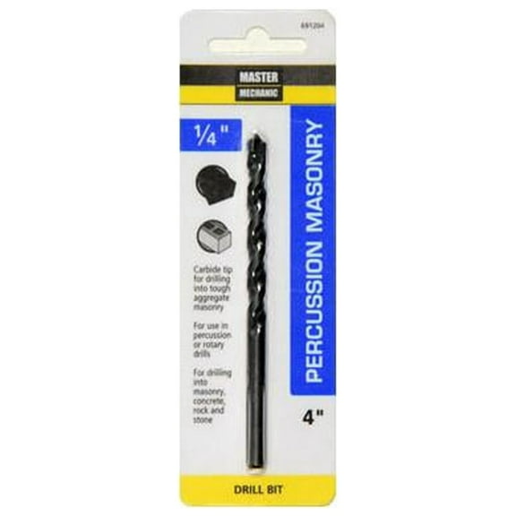 Master Mechanic 691204 Percussion Masonry Drill Bit, 1/4 x 4-In. - Quantity 5
