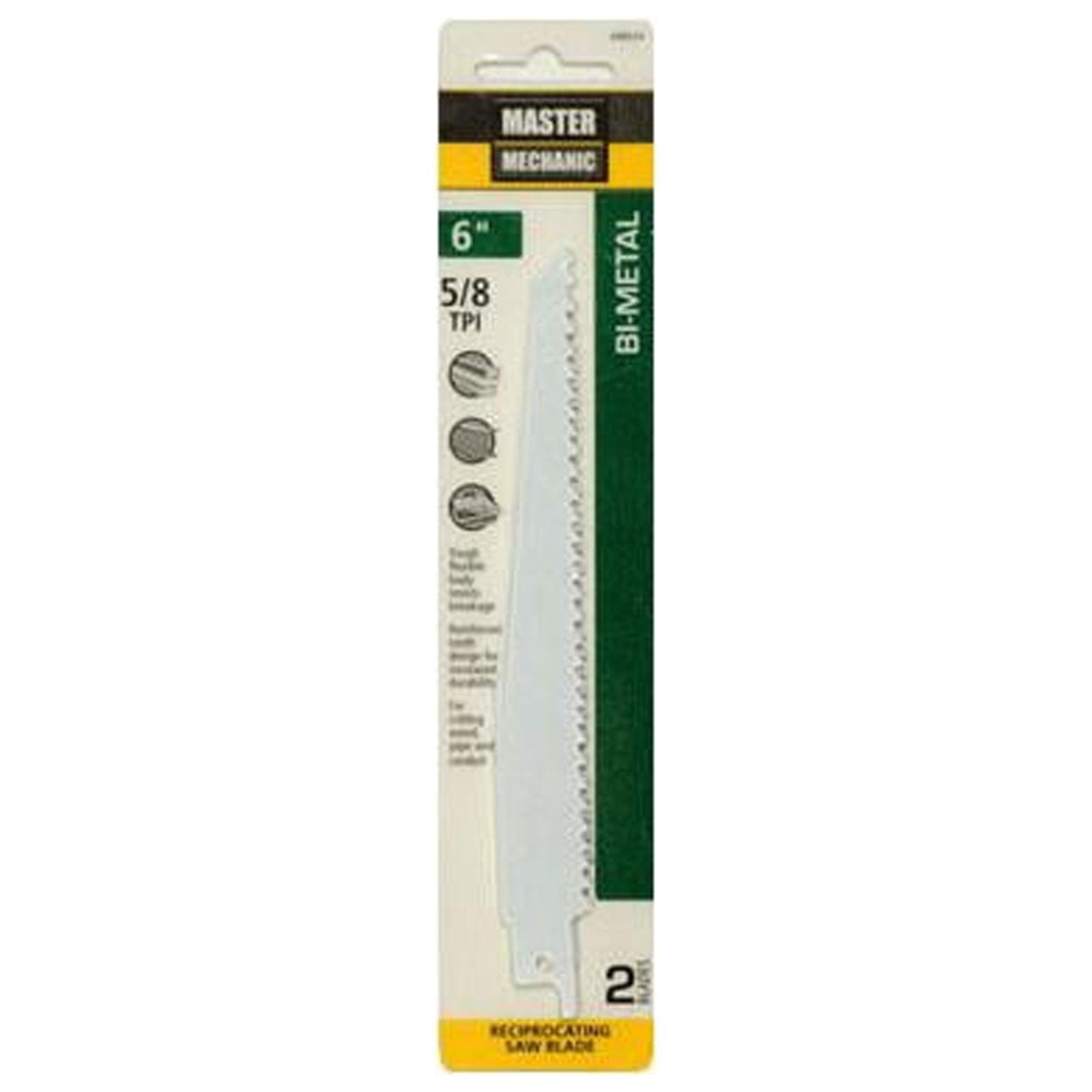 Master Mechanic 698524 Reciprocating Saw Blades, 2-Pk, 6-In., 5/8-TPI, Bi-Metal/Cobalt - Quantity 5