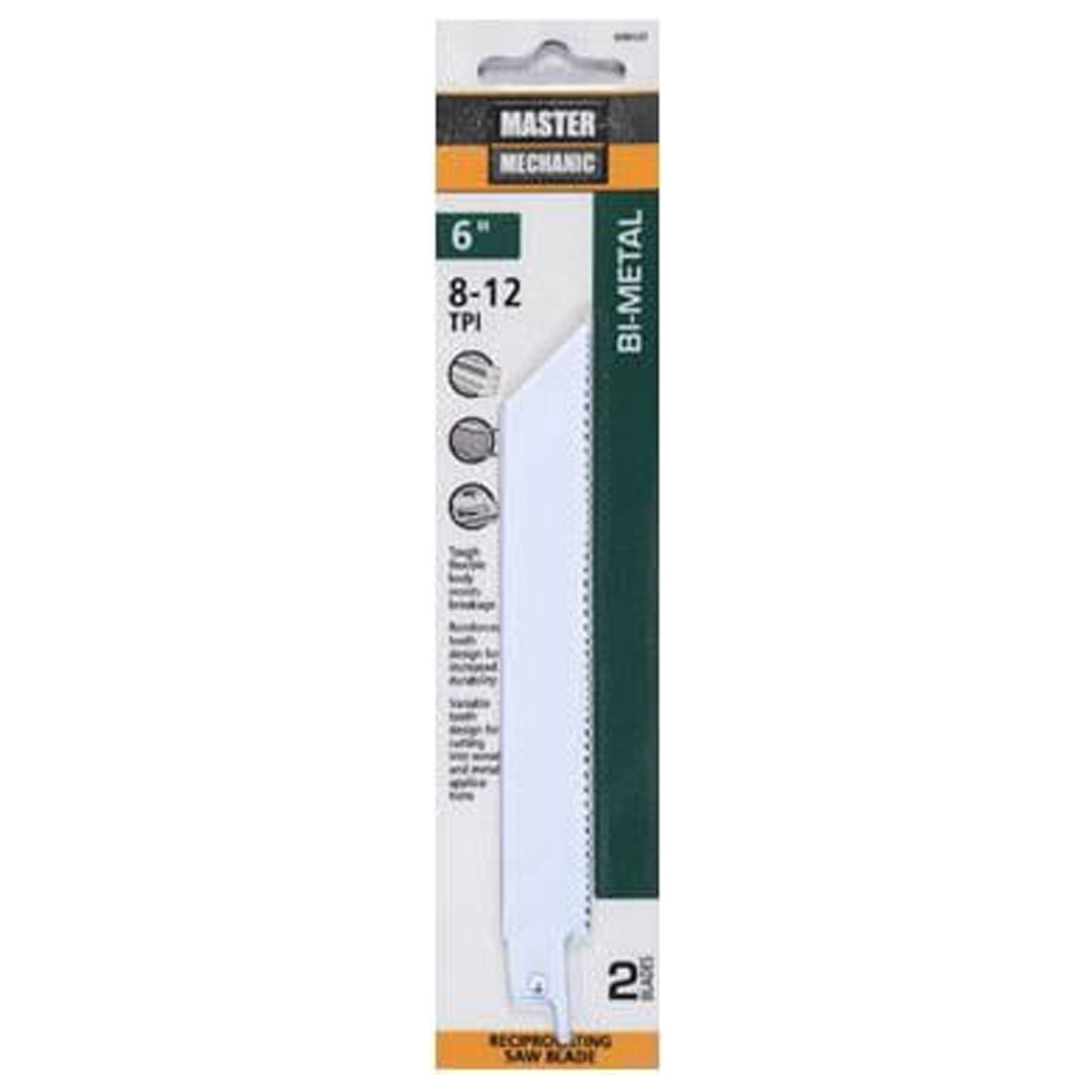 Master Mechanic 698532 Reciprocating Saw Blades, 2-Pk, 6-In., 8/12-TPI, Bi-Metal/Cobalt - Quantity 5