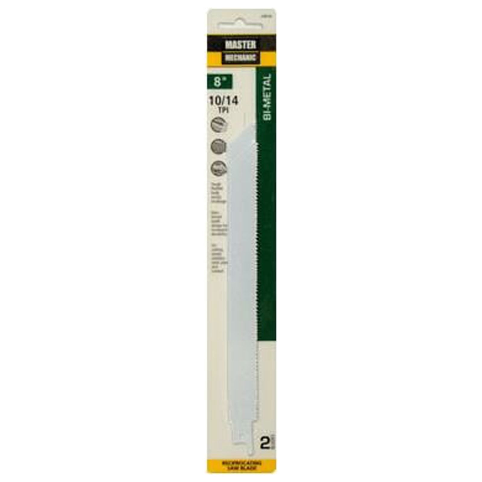Master Mechanic 698546 Reciprocating Saw Blades, 2-Pk, 8-In., 10/14-TPI, Bi-Metal/Cobalt - Quantity 5