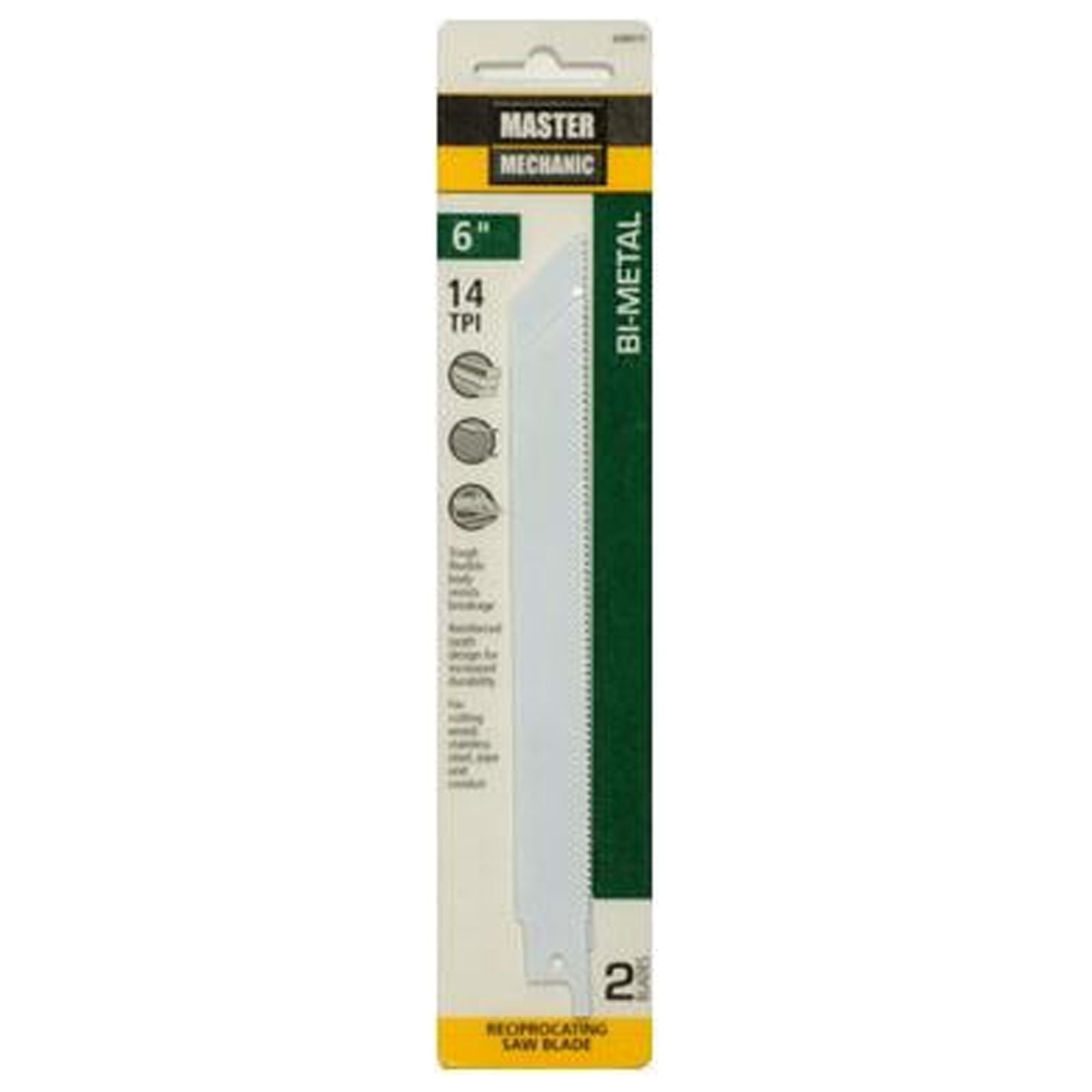 Master Mechanic 698975 Reciprocating Saw Blades, 2-Pk, 6-In., 14-TPI, Bi-Metal/Cobalt - Quantity 5