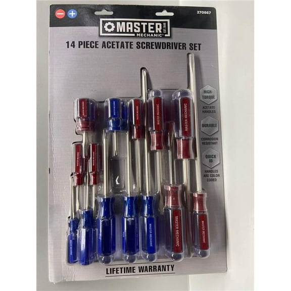 Master Mechanic Acetate Screwdriver Set - 14 Piece