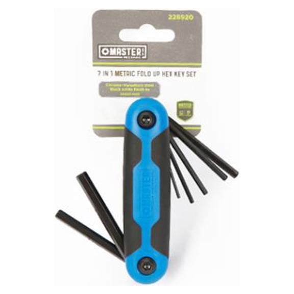 Master Mechanic GS050814 7-In-1 Metric Hex Key Set, Small, Plastic, Fold-Up - Quantity 6