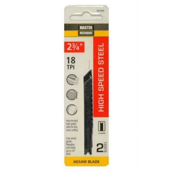 Master Mechanic High-Speed Steel Metal-Cutting Jigsaw Blade, 2-3/4-in., 18-TPI, 2-Pk.