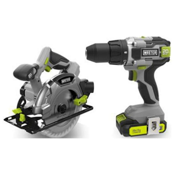 Master Mechanic ML-CD168GD-200S M0Y-DC190 20-Volt Cordless 2-Tool Combo Kit, 1/2 In. Drill + 6-1/2 In. Circ - Quantity 2