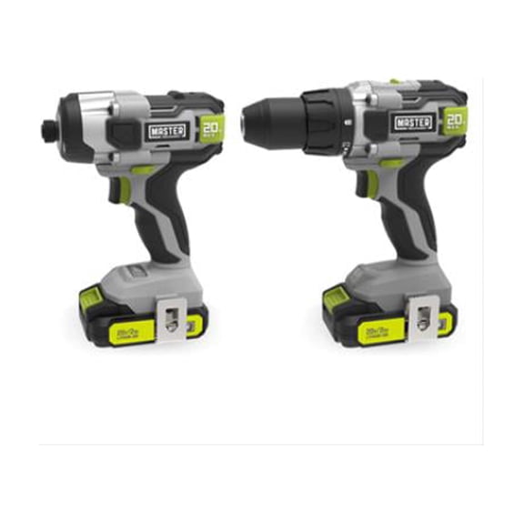 Master Mechanic ML-CD168GD-200S ML-IS41GD 20-Volt Compact Cordless 2-Tool Combo Kit, 1/2-In. Drill + Impact - Quantity 4