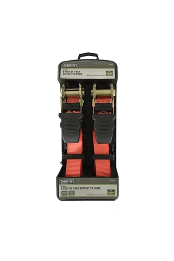 Master Mechanic MM40 2-Count Pack of 8' Foot x 1" Inch Motorcycle & ATV Ratchet Straps