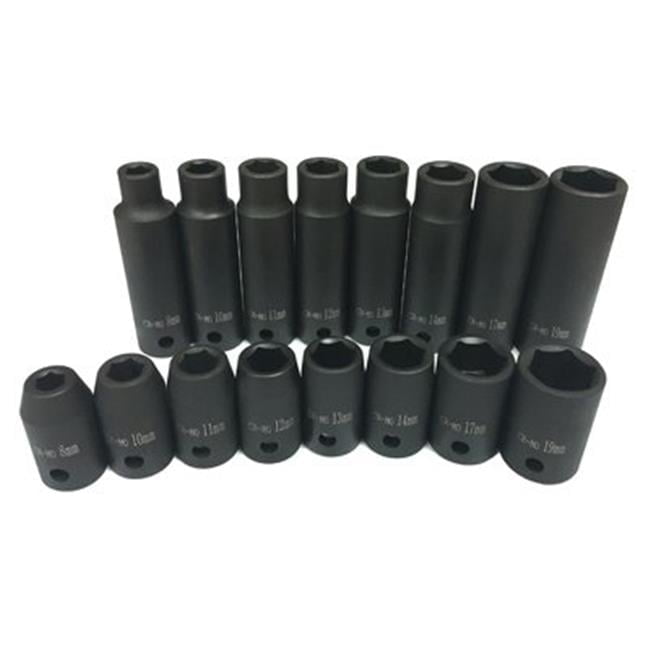 Master Mechanic Metric Standard & Deep Impact Socket Set, 16 Piece