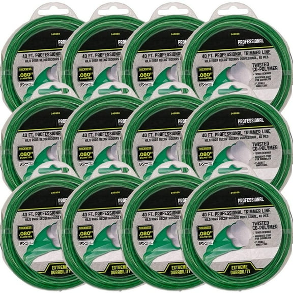 Master Mechanic PRO 40 ft x .080 in Professional Jacketed Universal Trimmer Line for Weedeater | Replacement for DWO1DT801, DWO1DT802, DWO1DT915 and More | Weed Eater String | 12 Pack