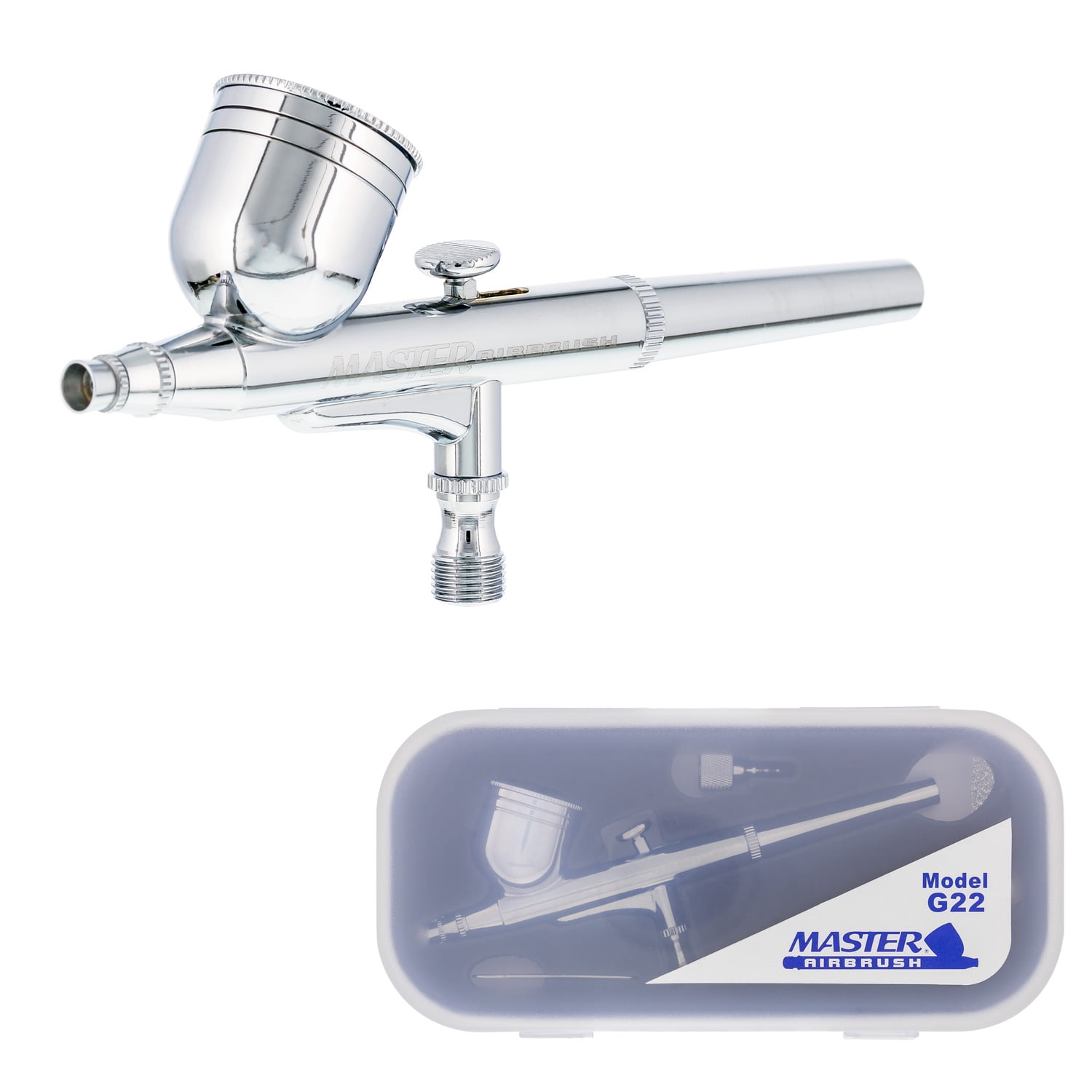 Master Multi-Purpose Precision Dual-Action Gravity Feed Airbrush with a 1/3 oz. Gravity Fluid Cup and a 0.3 mm Needle