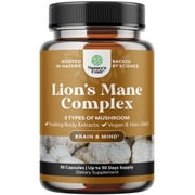 Master Mushroom Complex Nootropic Supplement - 5-in-1 Lion's Mane Mushroom Supplement Capsules with Chaga Maitake Shiitake and Reishi Mushrooms Blend - Brain Booster Lion's Mane Supplement - 30 Caps