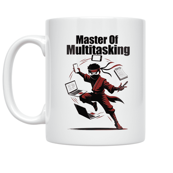 Master Of Multitasking Ninja Design - Office Worker - 11 oz Ceramic Coffee Mug
