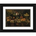 thumbnail image 1 of Master Of The Hartford Still Life 24x18 Black Ornate Framed Double Matted Museum Art Print Titled: A Draped Table Laden with Fruit and Flowers in a Glass Vase, 1 of 5