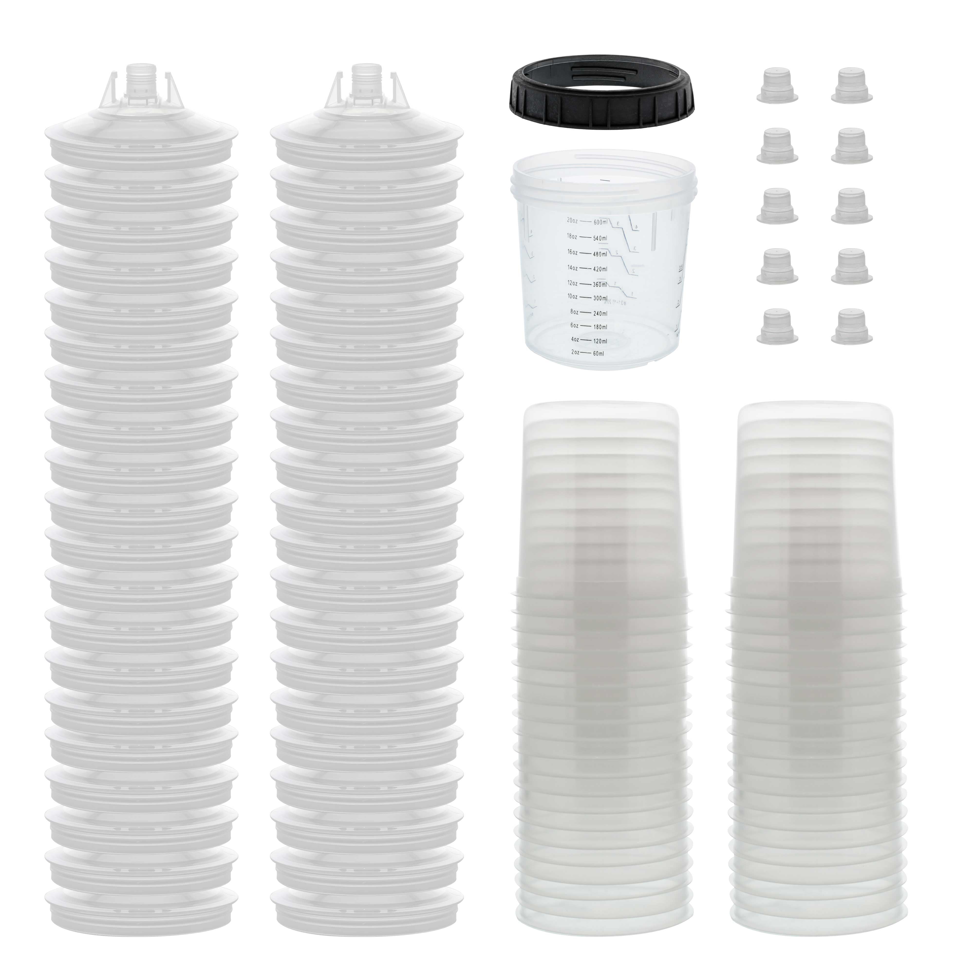 600ml Spray Gun Disposable Measuring Cups 25/50/100pcs Clear