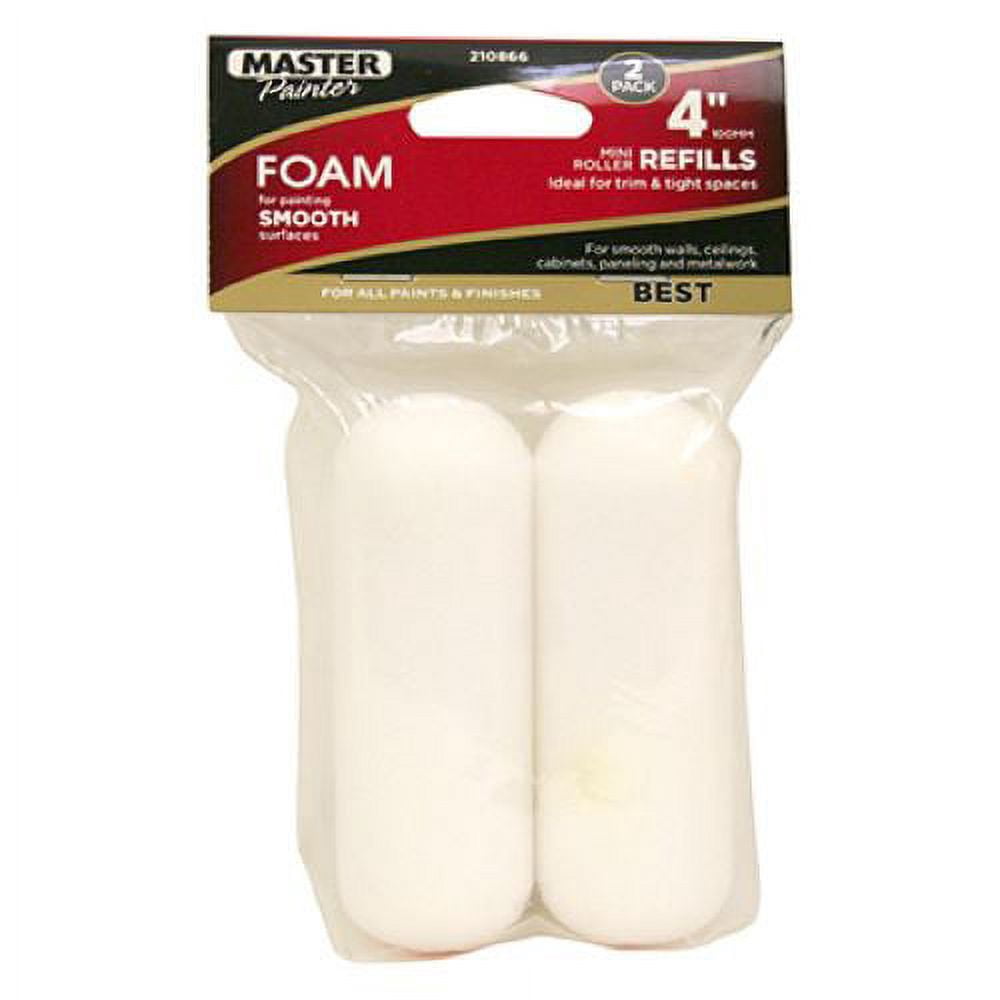 Master Painter 60181TV 2-Pack 4" High Density Foam Roller Cover Refills - Quantity of 6