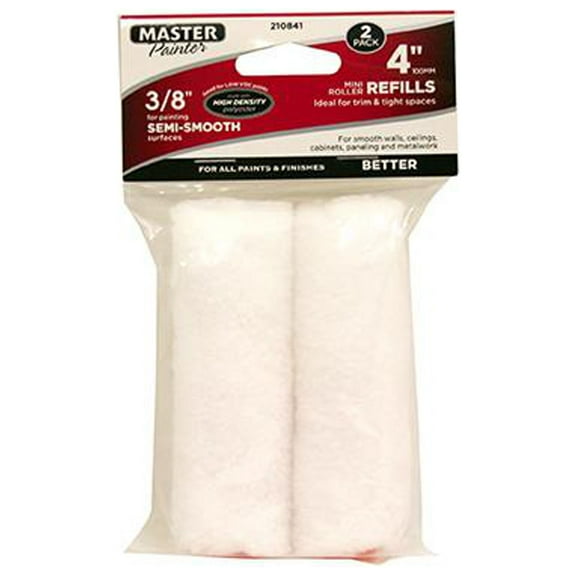 Master Painter Better 60127TV Mini Paint Roller Covers, White Knit, 4 x 3/8 In. Nap, 4 In., 2-Pk. - Quantity 12