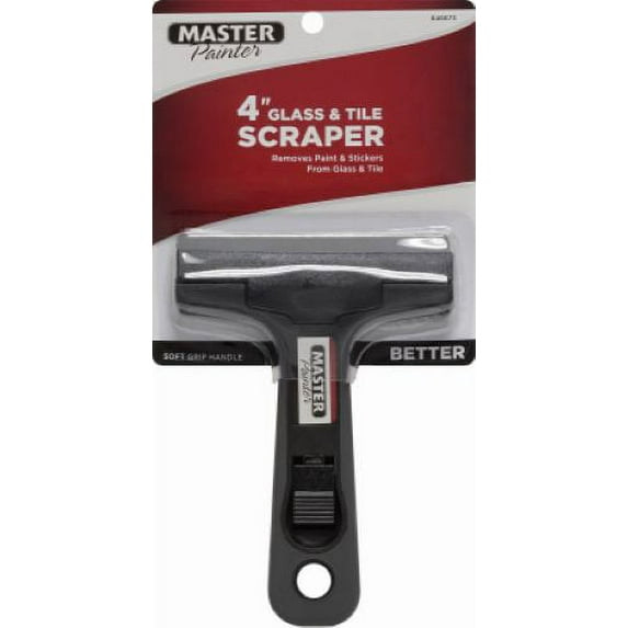 Master Painter GTS 4" Inch Push Button Soft Grip Tile & Glass Paint Scraper With Blade - Quantity of 10