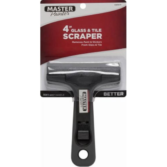 Master Painter GTS 4" Inch Push Button Soft Grip Tile & Glass Paint Scraper With Blade - Quantity of 7