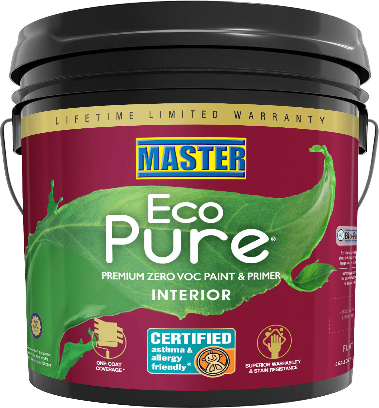 Master Eco Pure Premium Zero VOC Paint and Primer White, Flat Interior Paint, 3 Gallon