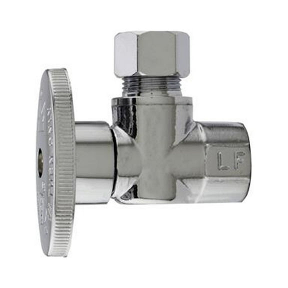 Master Plumber MP2047PCLF Angle Supply Stop Valve, 1/4 Turn, Chrome, 3/8-In. Female Iron Pipe x 3/8-In. O.D - Quantity 6