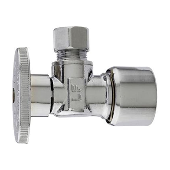 Master Plumber MP2622PCPOLF Angle Supply Stop Push Fit Valve, Chrome, 5/8-In. O.D. Quick Lock x 3/8-In. O.D - Quantity 6