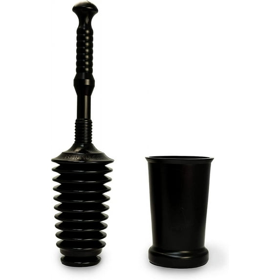 Master Plunger MP500-3TB Heavy Duty Bathroom Toilet Plunger Kit with Tall Bucket. Equipped with Air Release Valve, Black