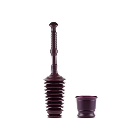 Master Plunger MP500-B Heavy Duty Bathroom Toilet Plunger Kit with Short Bucket. All Purpose Plunger Equipped with Air Release Valve, Plum