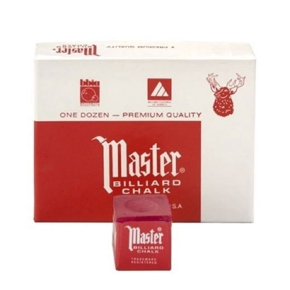 Master Pool Cue Chalk - 12 Pieces Per Box- Burgundy