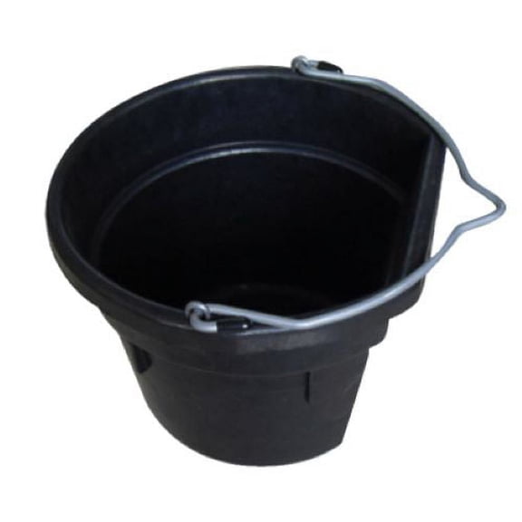 Master Rancher MR12QR/FSB-BLK 12-Quart Black Rubber Flat Back Sided Utility Bucket Pail - Quantity of 10