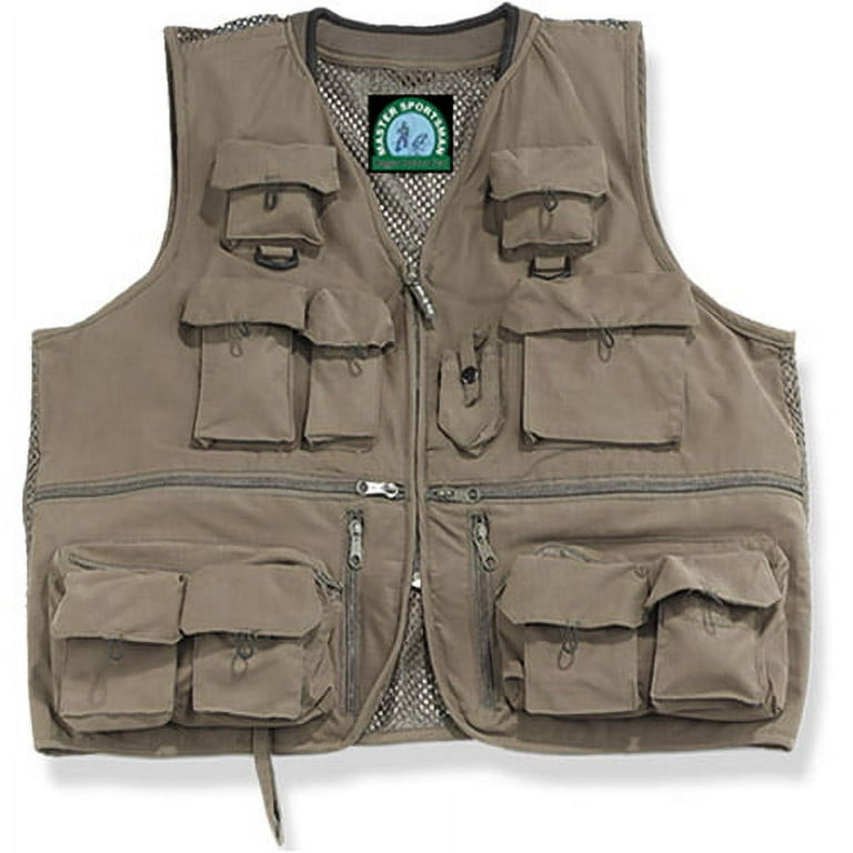 Master Sportsman Alpine 27-Pocket Mesh Back Fishing Vest, Olive 