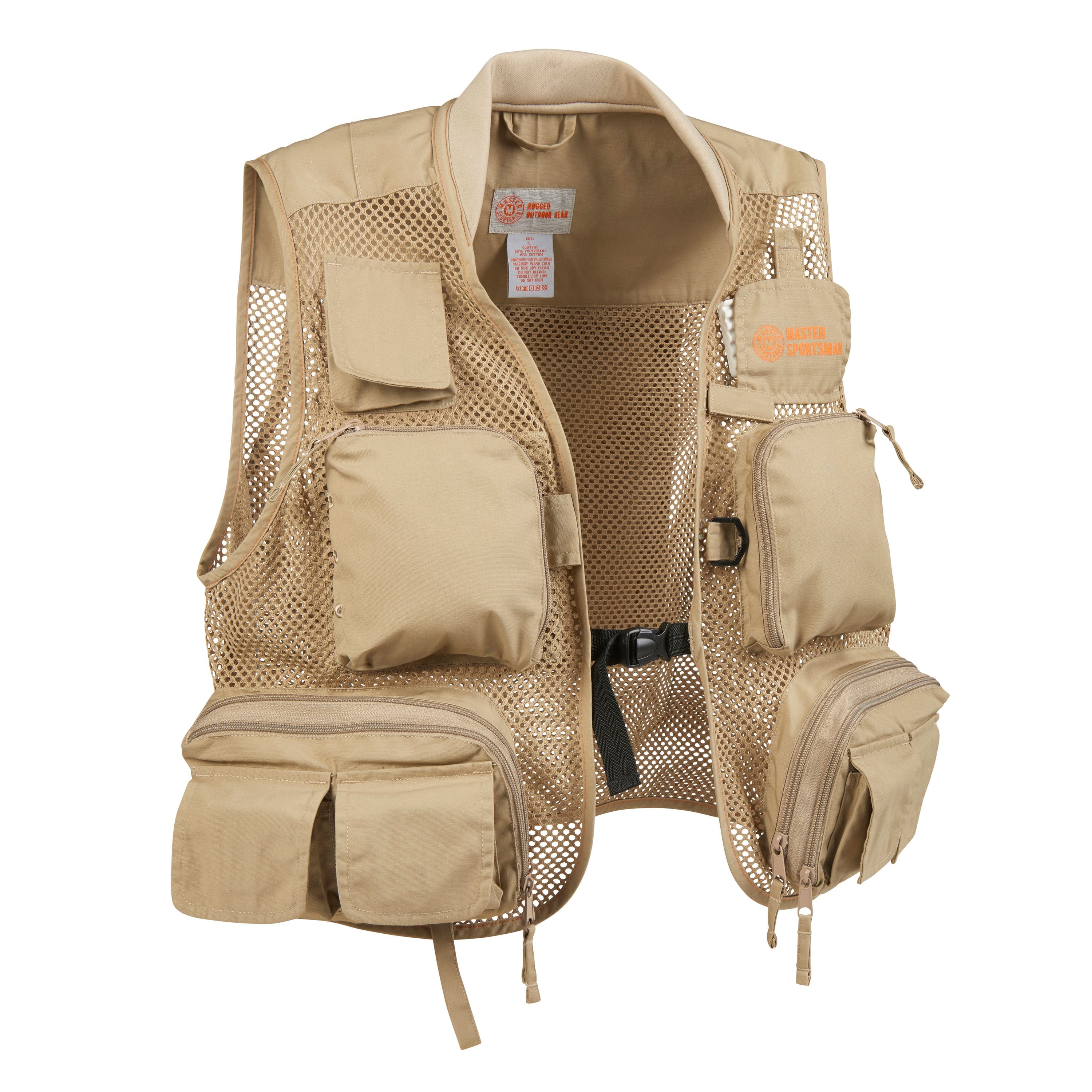 Master Sportsman Gallatin Fishing Vest Medium Khaki, Beige