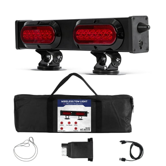 Master Tailgaters 20" Wireless Pivot Tow Double Light Bar | Ultra Bright LED | Multi Functional Signal Lights | Sturdy Magnetic Mount | 4 Pin Flat Connection