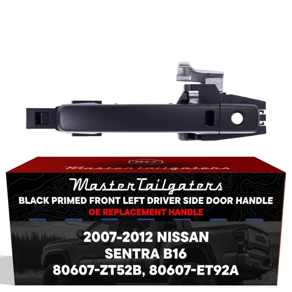 Master Tailgaters Exterior Door Handle Black Primed Front Left Driver Side for Nissan Sentra B16 (2007-2012) Smart Entry w/o Sensor, 1 Pack
