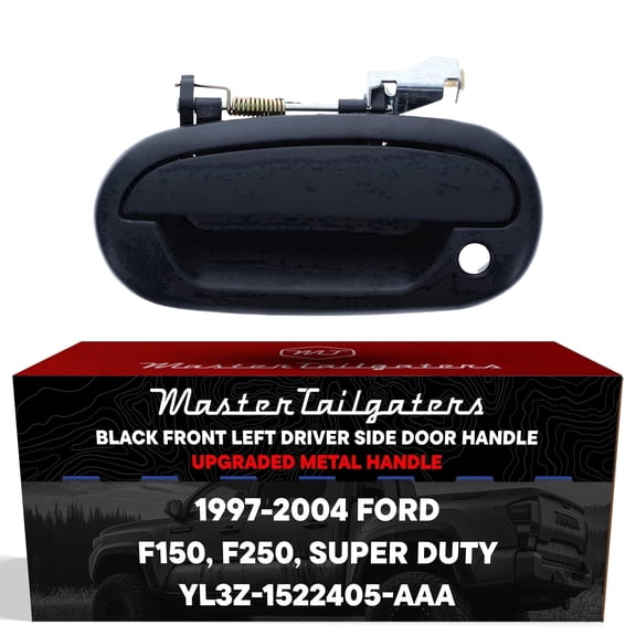 Master Tailgaters Exterior Door Handle Upgraded Black Metal Replacement for Ford F150, F250, Super Duty (Regular/Crew/Super Cab XL) 1997-2004 OE Part # YL3Z-1522405-AAA | Front LH w/ Keyhole