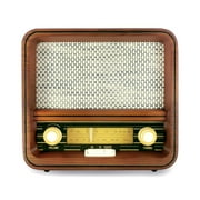 Fuse RAD Vintage Wood Retro Radio | AM/FM Radio with Bluetooth, Wireless Charger & AUX Input | Mid Century Modern Style | Handcrafted Ashtree Wood